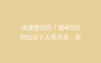 快递费用高？揭秘5招轻松省下大笔开支，告别高价快递烦恼！